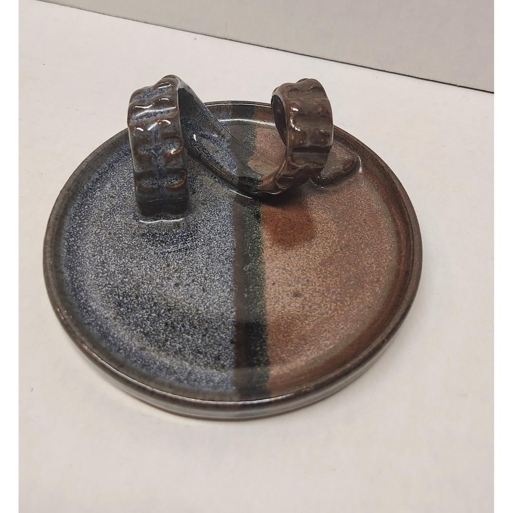 Ledgestone Pottery Jane M Stankus Studio Ceramic Trinket Dish Blue Brown